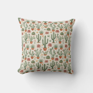 Coussin Motif sans couture de cactus de désert succulent