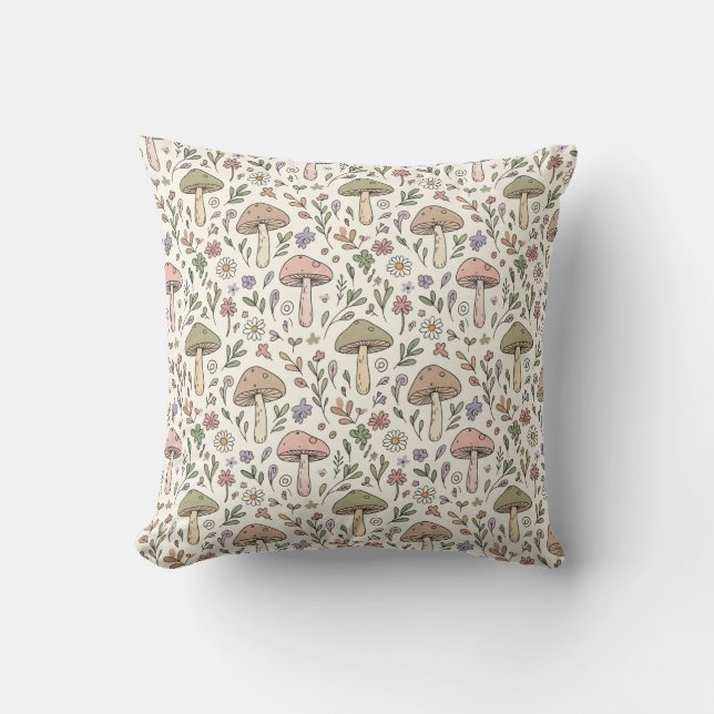 Coussin Motif sans couture de champignons fongiques d'esth (Recto)