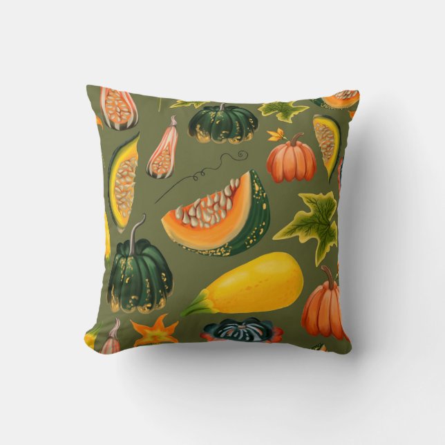 Coussin Motif sans couture de citrouilles et de feuilles s (Recto)