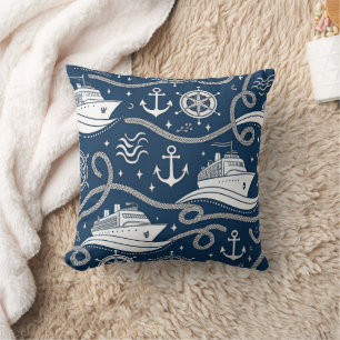 Coussin Motif sans couture de croisière nautique