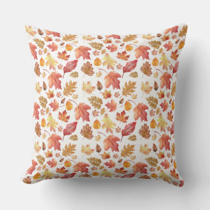 Coussin Motif sans couture de feuilles d'automne à l'aquar