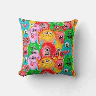 Coussin Motif sans couture de l'aquarelle peint drôle mon