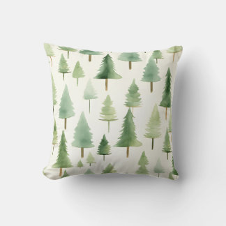 Coussin Motif sans couture de l'eau couleur Pine Tree Fore