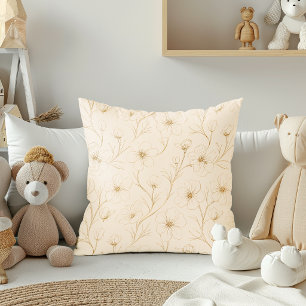 Coussin Motif sans couture de ligne florale or élégant