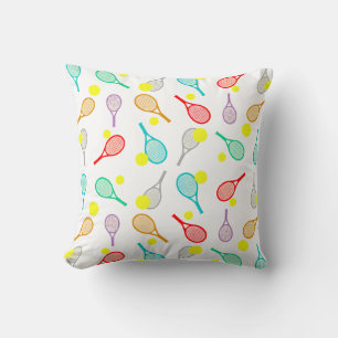Coussin Motif sans couture de tennis coloré - Raquette et