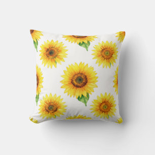 Coussin Motif sans couture de tournesol aquarelle lumineux