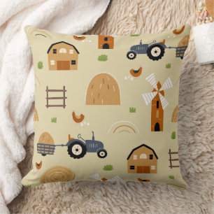 Coussin Motif sans couture de tracteurs agricoles d'art po