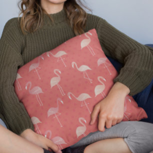 Coussin Motif sans couture Flamant Rose Corail Rouge