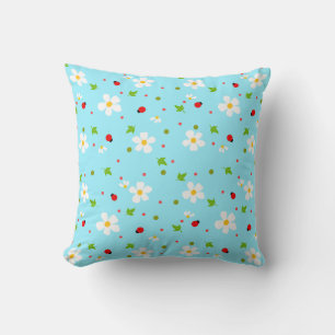 Coussin Motif sans couture floral Jardin de coccinelles