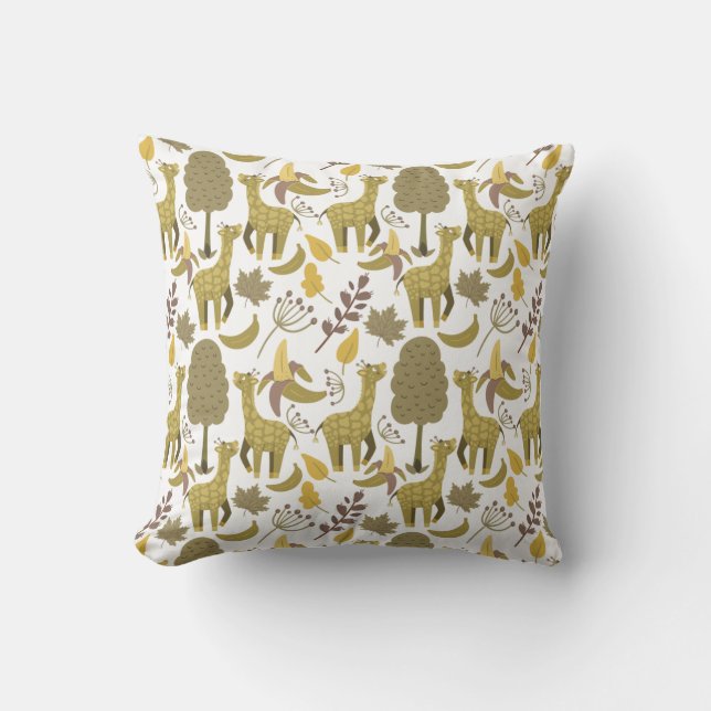 Coussin Motif sans couture Giraffe jaune blanc arrière - p (Recto)