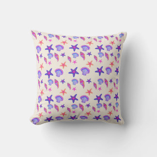 Coussin Motif sans couture Mermaidcore Coquillage Néon
