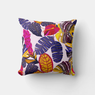 Coussin Motif sans faille créative avec feuilles tropicaux