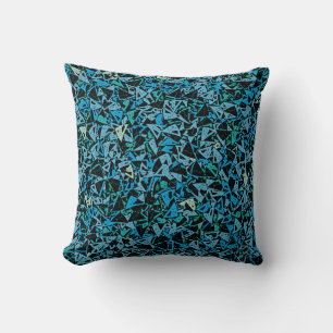 Coussin Motif sans fin de triangle bleu vert noir