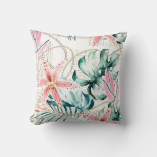 Coussin Motif sans soudure tropicale avec feuilles d'orchi