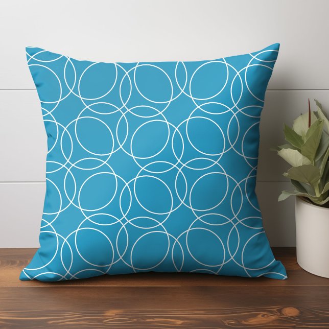 Coussin Motif simple moderne (circle pattern throw pillow home decor in blue)