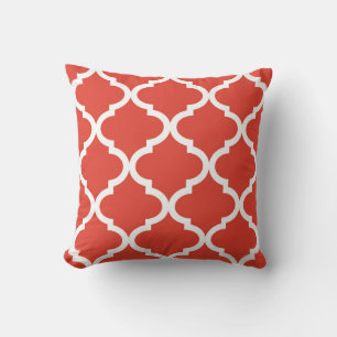 Coussin Motif snob de Moraccan Quatrefoil de rouge orange