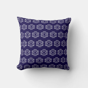 Coussin Motif spiral blanc sur bleu marine