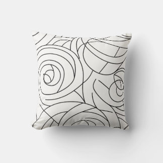 Coussin Motif Spirale Abstrait - Noir et Blanc Moderne