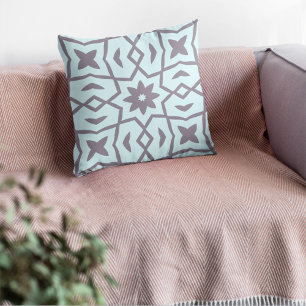 Coussin Motif Star Flower en bleu pâle et gris