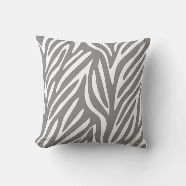Coussin Motif stylisé gris et blanc de zèbre (Recto)