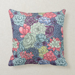 Coussin Motif succulent coloré
