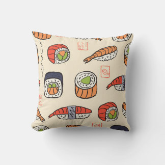 Coussin motif sushi transparent