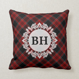 Coussin Motif Tartan noir et blanc rouge