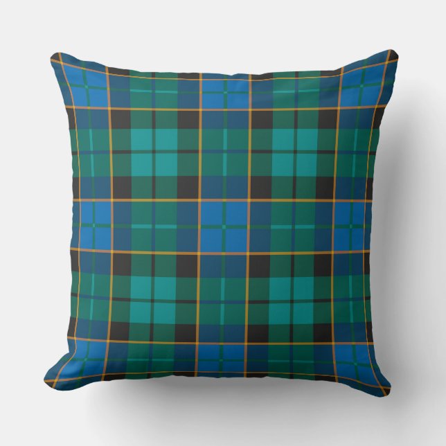 Coussin Motif Tartan plaids - bleu traditionnel vert (Recto)
