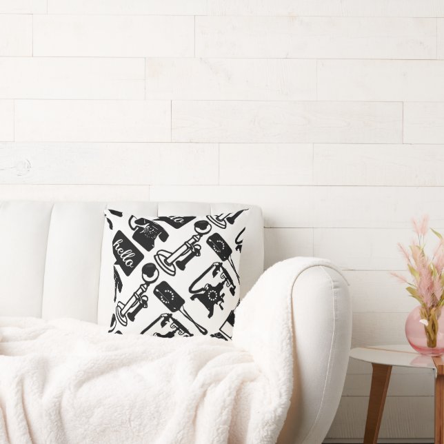 Coussin Motif téléphonique noir rétro (Canapé)