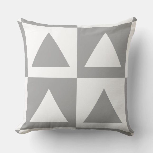 Coussin Motif tendance gris&blanc Checker&Triangle (Recto)