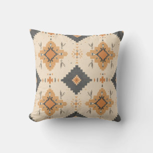 Coussin Motif Terre cuite du désert et Charbon