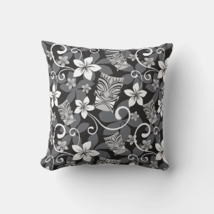 COUSSIN MOTIF TIKI LUAU (CHARBON)