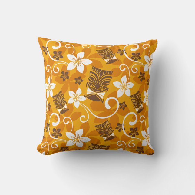COUSSIN MOTIF TIKI LUAU (ORANGE) (Recto)