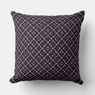 Coussin Motif Tissé Blanc Framboise Noir