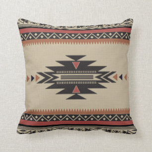 Coussin Motif tissé par tribal indigène dans les bruns,