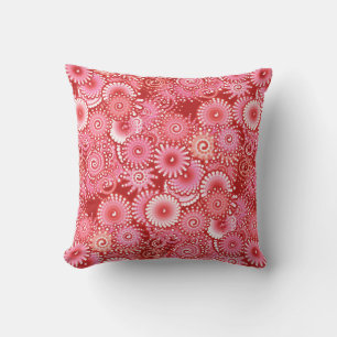 Coussin Motif tourbillon fractal, nuances de rouge profond
