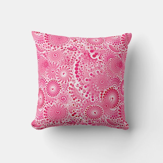 Coussin Motif tourbillon fractal, rose fuchsia profonde (Recto)