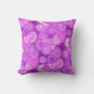 Coussin Motif tourbillon fractal, tons violets