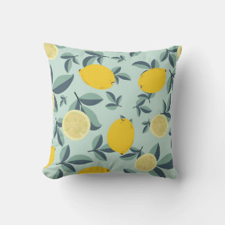 Coussin Motif transparent tropical avec citrons jaunes