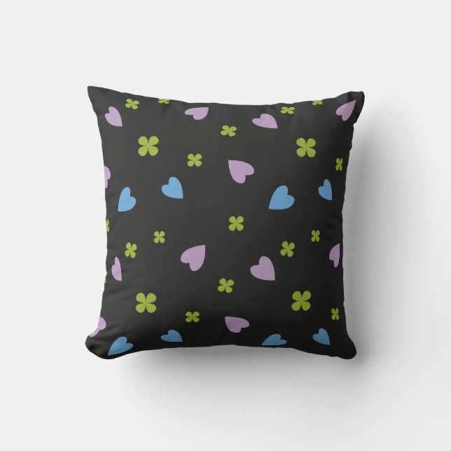 Coussin Motif Trèfle et Cœurs (Recto)