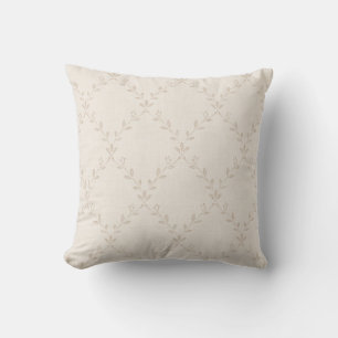 Coussin Motif Treillis Floral Bohème Beige Doux