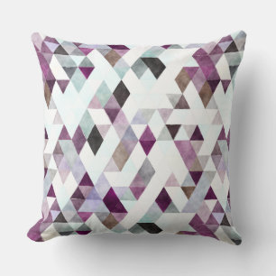 Coussin Motif triangle moderne Aquarelle violet gris