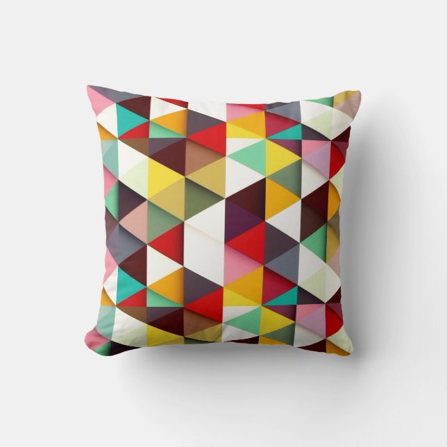Coussin Motif Triangle Moderne Coloré (Recto)