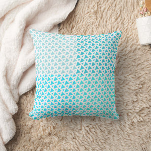 Coussin Motif triangle moderne Turquoise blanc