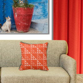 Coussin Motif triangle orangé géométrique - Pillow