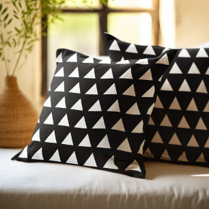 Coussin Motif triangulaire géométrique noir et blanc