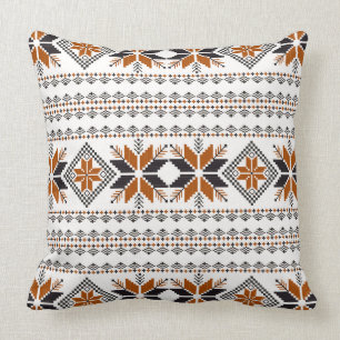 Coussin Motif tribal beige brun et noir