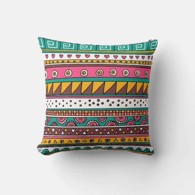Coussin Motif tribal coloré (Recto)