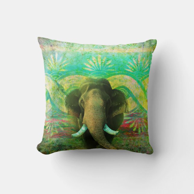Coussin Motif tribal de turquoise assez de Bohème (Recto)