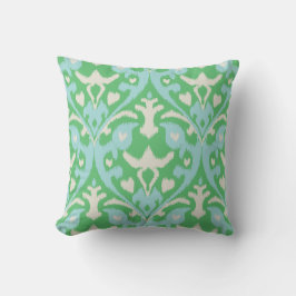 Coussin Motif tribal ikat vert bleu moderne audacieux